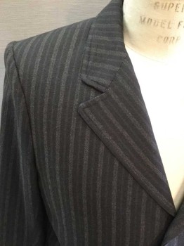M.T.O., Black, Gray, Wine Red, Wool, Stripes, Single Breasted, Notched Lapel, 3 Pockets, 3 Buttons,