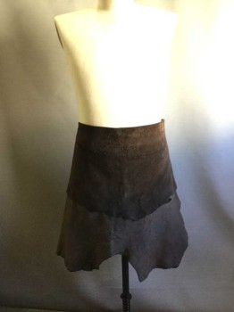 Espresso Brown, Leather, Suede, Solid, 1/2 Apron, Serf, Villager, Peasant