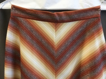 N/L, Dk Red, Orange, Lt Brown, Off White, Heather Gray, Polyester, Wool, Chevron, 1.5" Waistband, Zip Back, with 1 Button