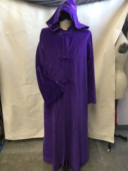 N/L, Purple, Gold, Cotton, Polyester, Solid, Purple, Hood with 3 Ornate Frog Button Detail, Long Sleeves, Gold Imprinted Circle Detail, Multiples