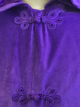 N/L, Purple, Gold, Cotton, Polyester, Solid, Purple, Hood with 3 Ornate Frog Button Detail, Long Sleeves, Gold Imprinted Circle Detail, Multiples