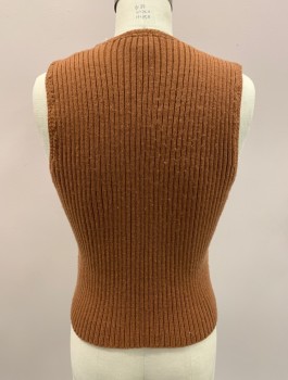 MODERN JUNIORS, Terracotta Brown, Suede, Cotton, Patchwork, Tie Front, Rib Knit Back, V-N