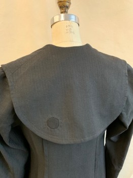 NL, Black, Wool, Cotton, Herringbone, L/S, C.A., Bibbed on the Back, 3 Buttons * 1 Hook on Front, Herringbone Stictched