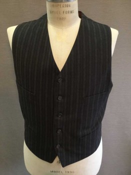 M.T.O., Black, Gray, Wine Red, Wool, Stripes, Button Front, 4 Pockets, 5 Buttons,