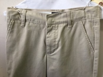 FRENCH TOAST, Khaki Brown, Polyester, Cotton, Solid, Flat Front, 3 Pockets, Relaxed Fit