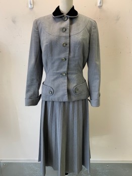 Ruth Le Cover, Gray, Charcoal Gray, Wool, 2 Color Weave, L/S, Button Front, C.A., Top Pockets, Distressed Collar