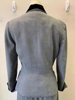 Ruth Le Cover, Gray, Charcoal Gray, Wool, 2 Color Weave, L/S, Button Front, C.A., Top Pockets, Distressed Collar