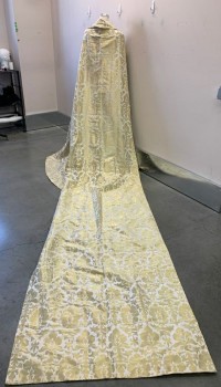 NO LABEL, Gold, Champagne, Polyester, Silk, Brocade, Attachable  Long Train, Embroiderred Detail in Lining,