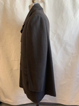 MTO, Brown, Cream, Wool, Stripes - Vertical , Double Breasted, Wide Notched Lapel, 2 Flap Pocket, Car Coat Length, Full Cotton Lining, Odd Cut