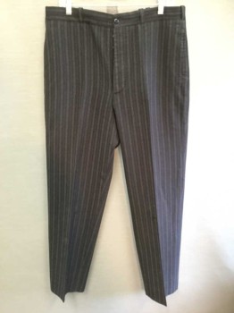 M.T.O., Black, Gray, Wine Red, Wool, Stripes, Flat Front, Button Fly,