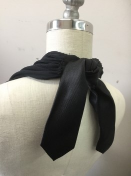 N/L, Black, Synthetic, Solid, Halter, Rib Knit, Addition of Mens Silk Tie to Make Halter Longer