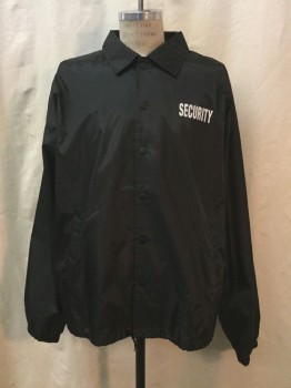 TACT SQUAD, Black, Nylon, Synthetic, Solid, White "Security" Graphic at Front and Back, Snap Front, Drawstring Waist, Collar Attached, **Has Multiples