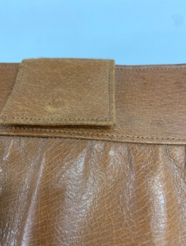 N/L, Chestnut Brown, Leather, Solid, Clutch, Flap with Snap Closure, Several Inside Compartments with Gold Clasps, Taupe Inner Lining,