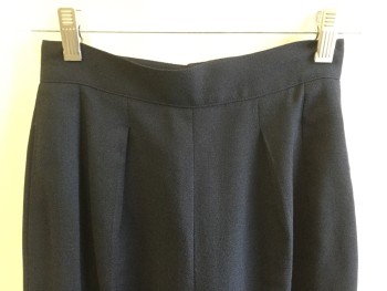 ANNE KLEIN, Black, Wool, Solid, 1.5" Waistband, 2 Pleat Front (1 is Inverted Pleat), Zip Back, 2 Side Pockets