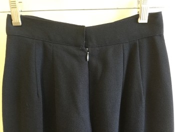 ANNE KLEIN, Black, Wool, Solid, 1.5" Waistband, 2 Pleat Front (1 is Inverted Pleat), Zip Back, 2 Side Pockets