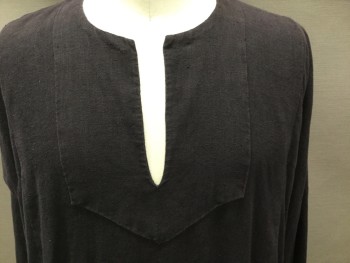 MTO, Faded Black, Cotton, Linen, Faded, Long Sleeves, Slash Open Neck, Pull Over