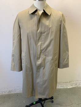 BOTANY WEATHERTOPPER, Khaki Brown, Poly/Cotton, Solid, Trench, Single Breasted, 4 Buttons, Collar Attached, 2 Welt Pockets, Removable Brown Fleece Liner,