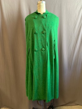MTO, Green, Cotton, Heathered, Solid, CAPE, Band Collar, Button Front, Gold Lining