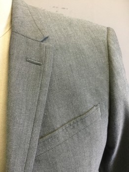 ALTAMODA, Lt Gray, Polyester, Viscose, 2 Color Weave, Single Breasted, 2 Buttons,  Seam Detail on Notched Lapel, 1 Back Vent