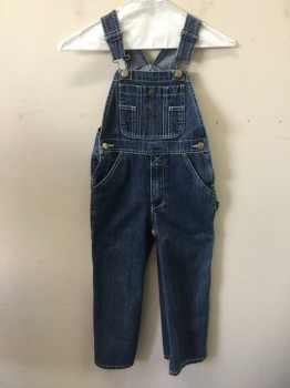 LAKIN MCKEY, Blue, Cotton, Solid, Carpenter Overalls, White Stitching, Zip Fly, 8+ Pockets, Side Buttons, Adjustable Straps