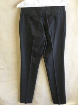 BROOKS BROTHERS, Charcoal Gray, Viscose, Acetate, Heathered, (2) Boys, 1.4" Waistband with Belt Hoops, Flat Front, Zip Front, 4 Pockets