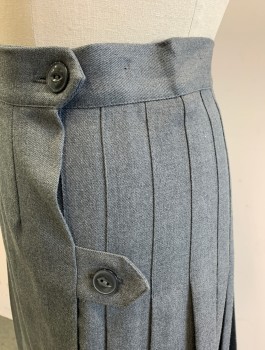 FLYNN O'HARA, Gray, Polyester, Wool, Solid, Pleated, 1.5" Wide Waistband with 2 Button Closures, Knee Length, School Uniform, Multiples in Different Sizes