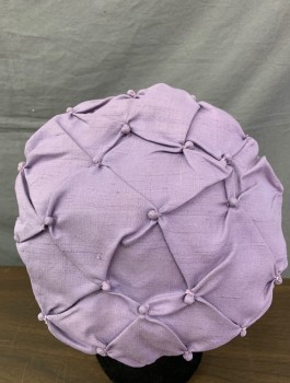 SUZY, Lavender Purple, Silk, Solid, Beret Style, with Self Diamond Shaped American Smocking with Tiny Bobble Knots,