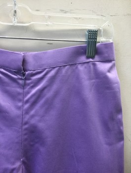 N/L, Lavender Purple, Cotton, Solid, 1" Wide Self Waistband, Elastic Waist in Back, Invisible Zipper at Center Front, High Waist, Cigarette Cropped Pant