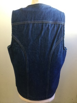 WRANGLER, Blue, Ecru, Cotton, Polyester, Solid, Button Front, 2 Patch Pockets, Faux Sheerling, Denim