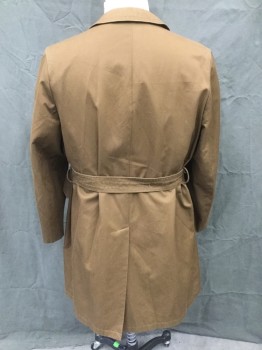 VALMELINE, Dk Brown, Poly/Cotton, Solid, Single Breasted, Collar Attached, Long Sleeves, 2 Pockets, Belt Loops, Belt with Buckle