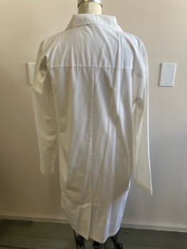 DICKIES, White, Poly-Cotton, C.A., B.F., L/S, 3 Patch Pockets
