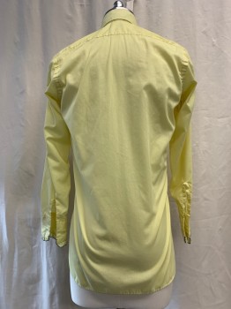 AFTER SIX, Yellow, Poly/Cotton, Solid, Button Front, Collar Attached, Long Sleeves, Pleated Bib Front & Ruffle Button Placket with Black Trim,