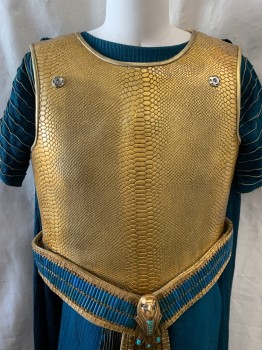 MTO , Gold, Leather, Reptile/Snakeskin, Breast Plate, Made To Order,  Zip Back, Velcro to Hold Belt