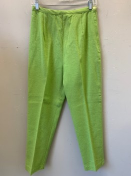 N/L, Pea Green, Cotton, Solid, High Waisted, Side Zip, No Pockets, Coarse Weave