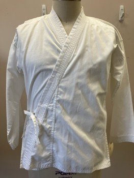 GTMA, White, Polyester Cotton, L/S, V-N, Wrap, Side Slits, Multiple