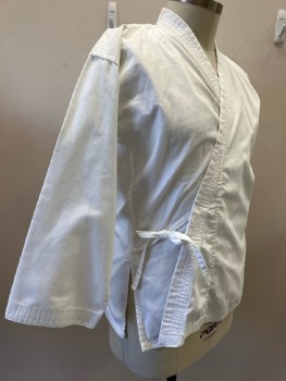GTMA, White, Polyester Cotton, L/S, V-N, Wrap, Side Slits, Multiple
