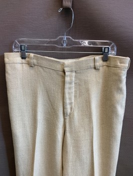 N/L MTO, Cream, Wool, Herringbone, Made To Order, Flat Front, Button Fly, 3 Pockets, Belt Loops, Suspender Buttons at Inside Waistband