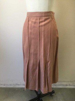 N/L, Lt Brown, Cotton, Solid, 1.25" Wide Self Waistband, 3 Vertical Pleats at Center Front That Merge Into 3 Kick Pleats at Hem, Side Zipper, Hem Below Knee, Made To Order Reproduction