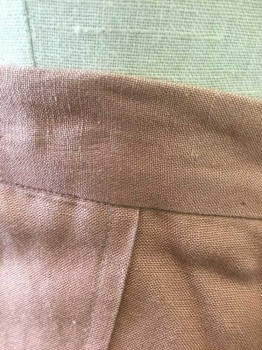 N/L, Lt Brown, Cotton, Solid, 1.25" Wide Self Waistband, 3 Vertical Pleats at Center Front That Merge Into 3 Kick Pleats at Hem, Side Zipper, Hem Below Knee, Made To Order Reproduction
