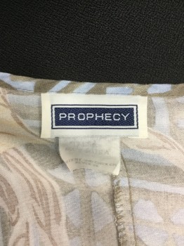PROPHECY, Lt Blue, Butter Yellow, Pink, Coffee Brown, Rayon, Leaves/Vines , Short Sleeves, Pullover,