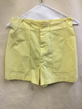 NO LABEL, Yellow, Cotton, Polyester, Solid, Yellow, Flat Front, Zip Front, 4 Pockets