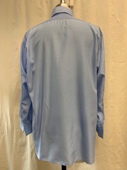 AFTER SIX, Lt Blue, Synthetic, Solid, Button Front, Collar Attached, Long Sleeves, Pleated Bib Front, Ruffled Button Placket,