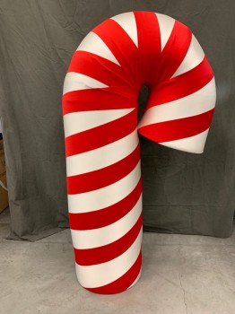MTO: J&M COSTUMES, Red, White, Synthetic, Foam, Stripes - Diagonal , CANDY CANE: Foam Base Wrapped with Synthetic Stripes, 13" Base Diameter, Face Hole: 5.5" Across and 6" Down, Arm Holes: 3.5" Across, 4.75 Down, Christmas, Multiple
