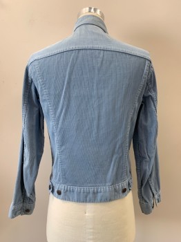 LEVI'S, Lt Blue, Cotton, Solid, L/S, B.F., Collar Attached, Chest Pockets, Corduroy Texture