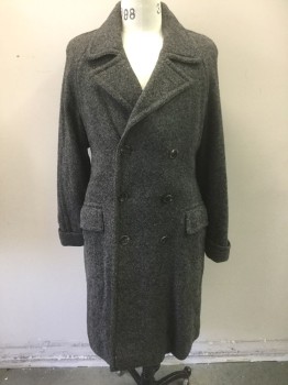 N/L MTO, Gray, Charcoal Gray, Wool, Speckled, Double Breasted, Wide Notched Lapel, 2 Pockets, Black Satin Lining, Made To Order Reproduction, Multiples,