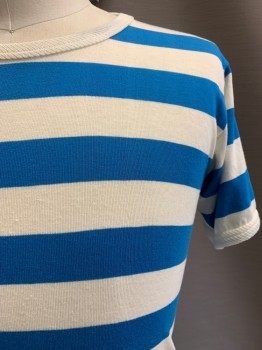 NL, White, Blue, Poly/Cotton, Stripes, CN, S/S,