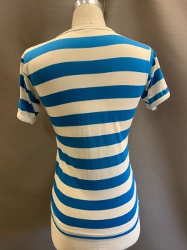 NL, White, Blue, Poly/Cotton, Stripes, CN, S/S,