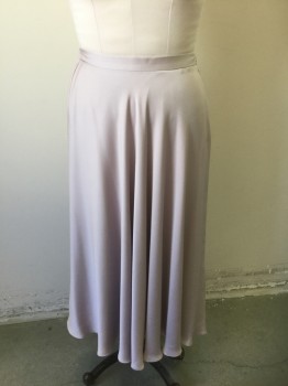 JACQUES VERT, Mauve Pink, Polyester, Solid, Crepe, 1" Wide Waistband, Bias Cut, Mid Calf Length, Flared, Elastic Waist at Center Back (Non Stretch in Front), Invisible Zipper at Side,