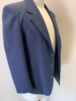N/L , Navy Blue, Polyester, Solid, 3 Button Front, Notched Lapel, 2 Pockets,