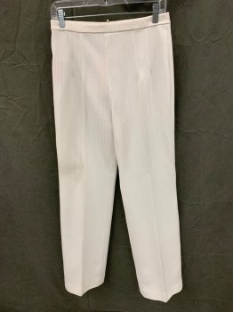 BERGDORF GOODMAN, White, Polyester, Solid, Ribbed Knit, Elastic Waistband, *dirty Right Knee*